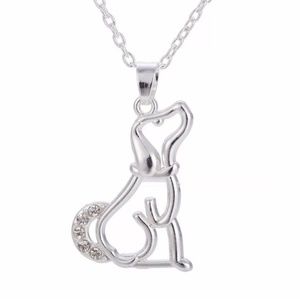 Super Cute Dog/Puppy Silver Rhinestone Necklace